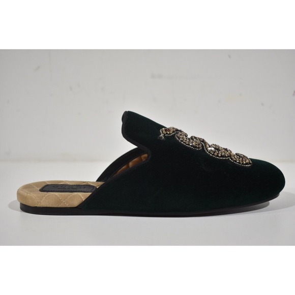 Gucci Lawrence Princetown Green Crystal Snake Slide Loafer Mule Slipper Flats 36 - Picture 2 of 12